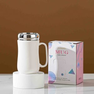 CERAMIC MIRROR MUG WITH LID COVER